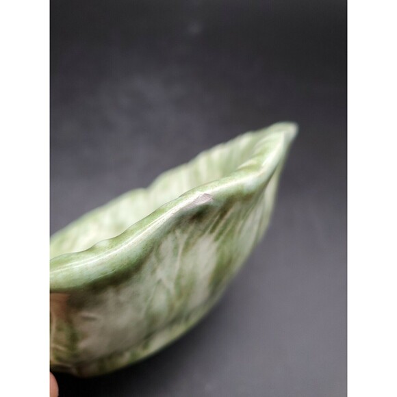 Cabbage or Lettuce Green Leaf Dish Bowl Marked Ceramic - Picture 5 of 12